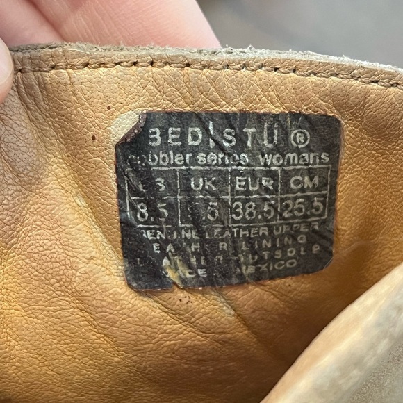 BED|STU Tan Leather Ankle Booties with Chunky Heel Womens size 8.5 - Picture 3 of 13